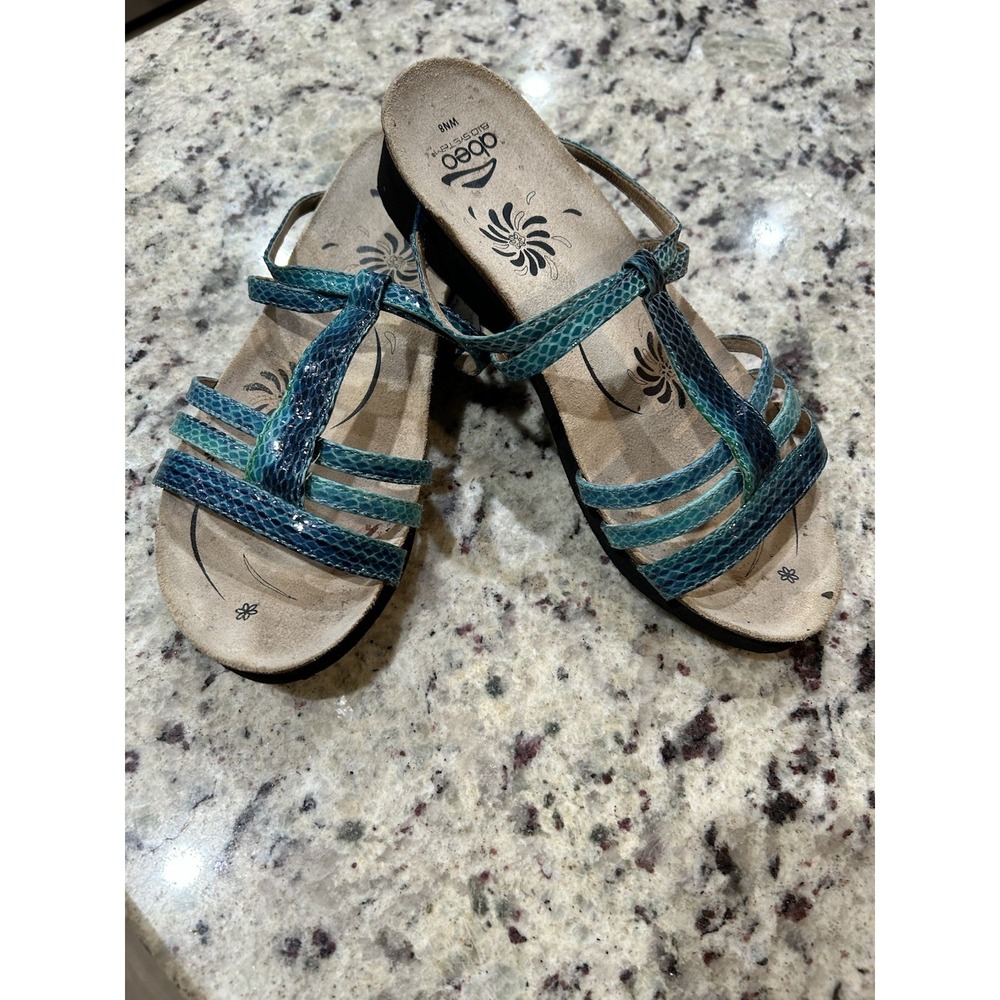 Abeo Caryse Women's Blue‎ Snake Animal Print Sandal Shoe Summer 8